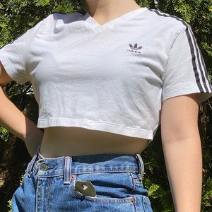 cropped white adidas tshirt